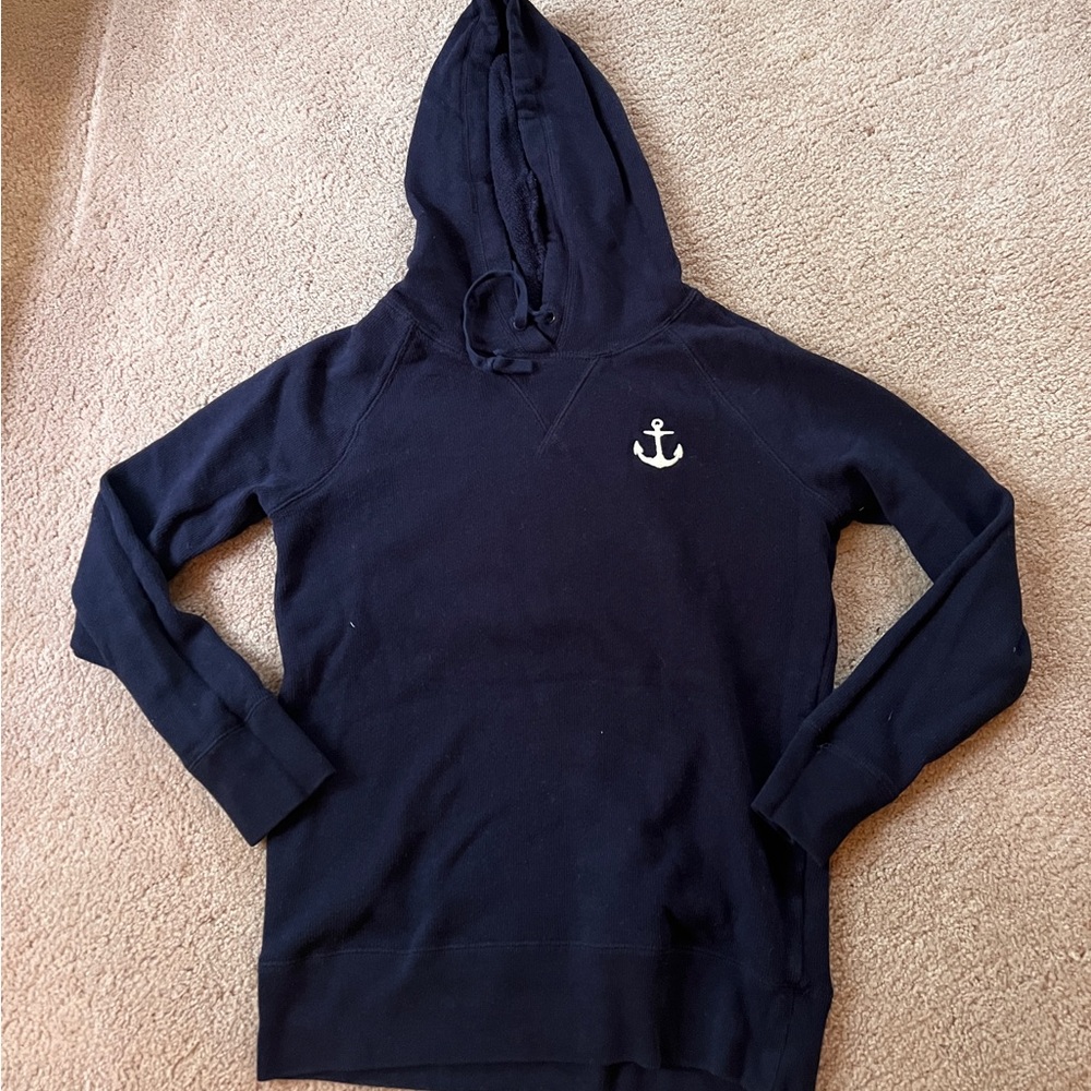 J. Crew Navy Hoodie with Anchor Detail
